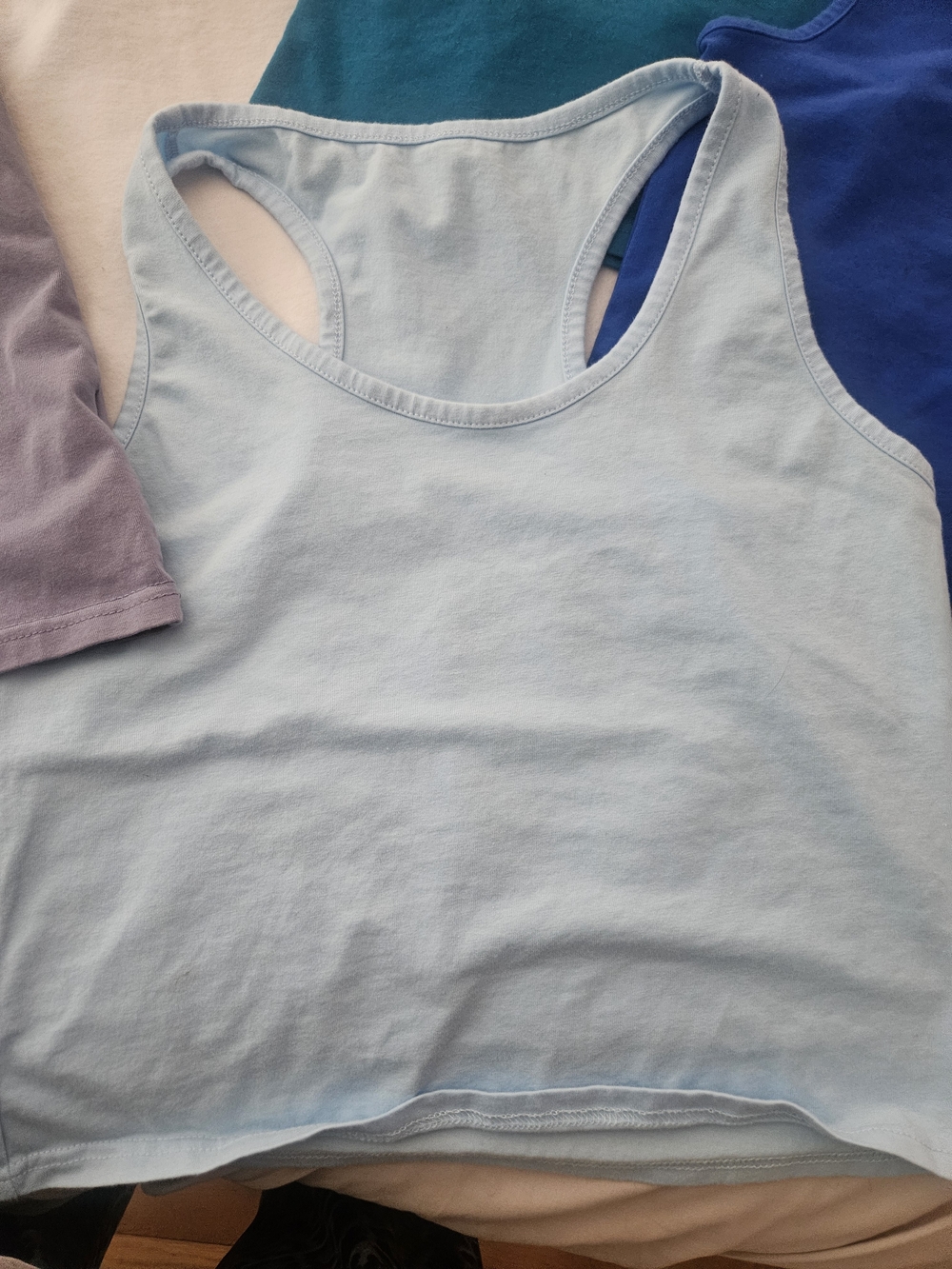 Women’s Racerback Crop Tank Top - Light Blue - Picture 3 of 4